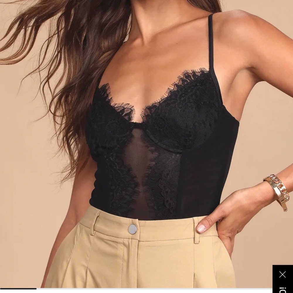 Lulu's Black Lace Bodysuit